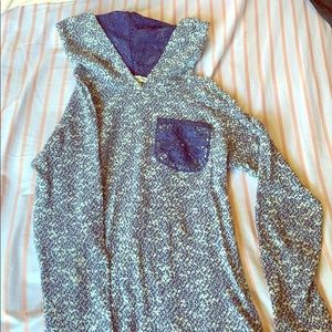 Blue and White Knit Sweater